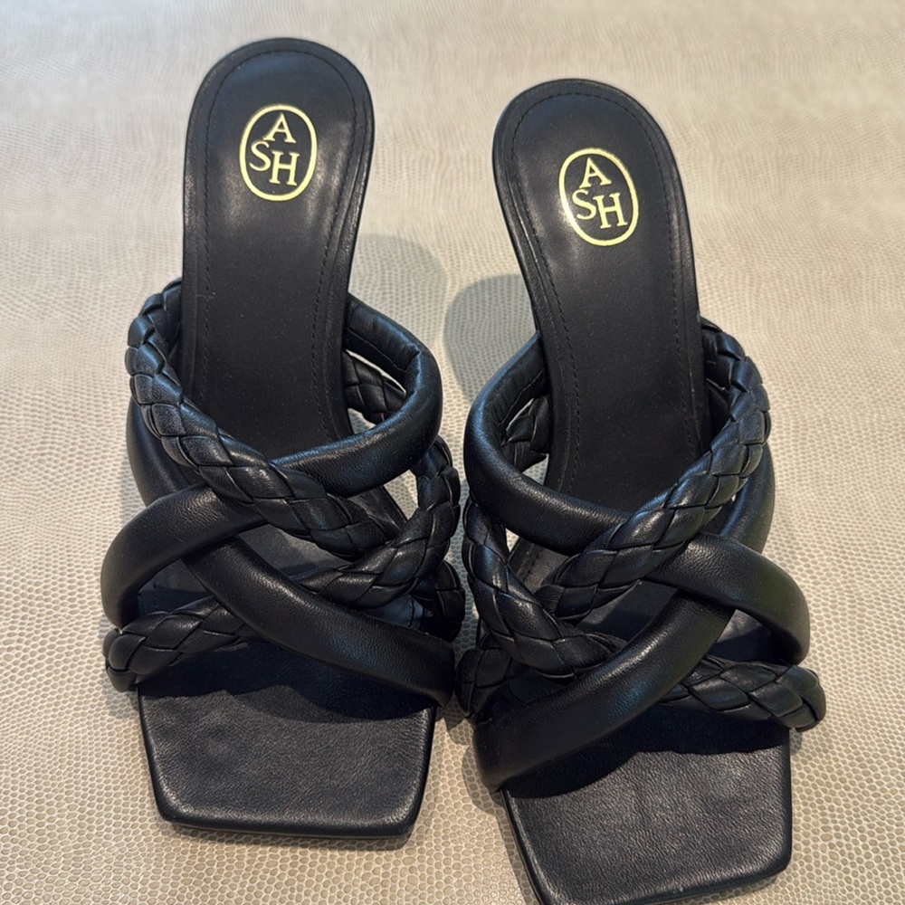 ASH black heeled slip on sandals
